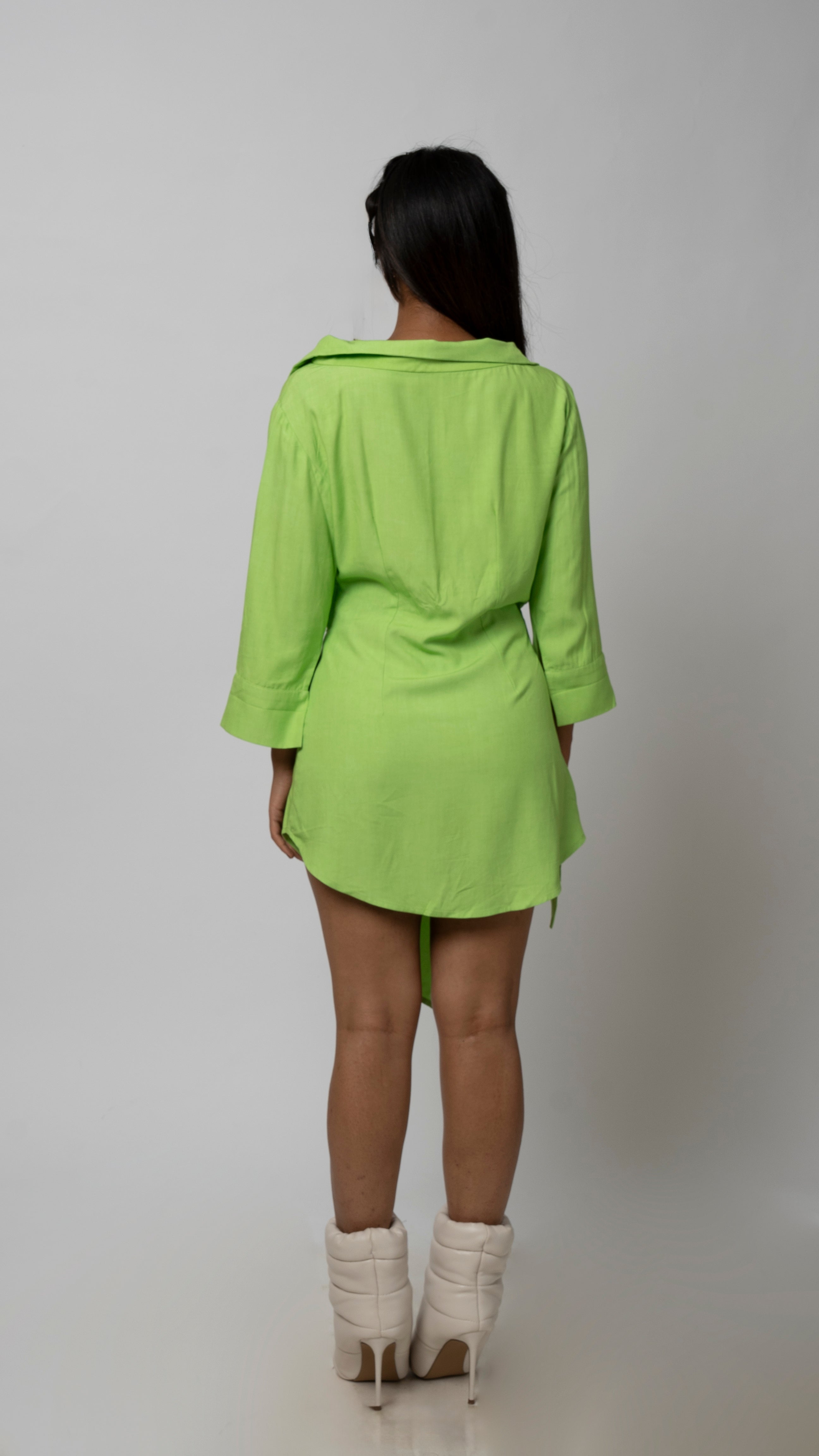 Lime Twist Asymmetrical Wrap Dress