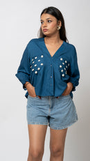 Ocean Breeze Shell Embroidered Shirt