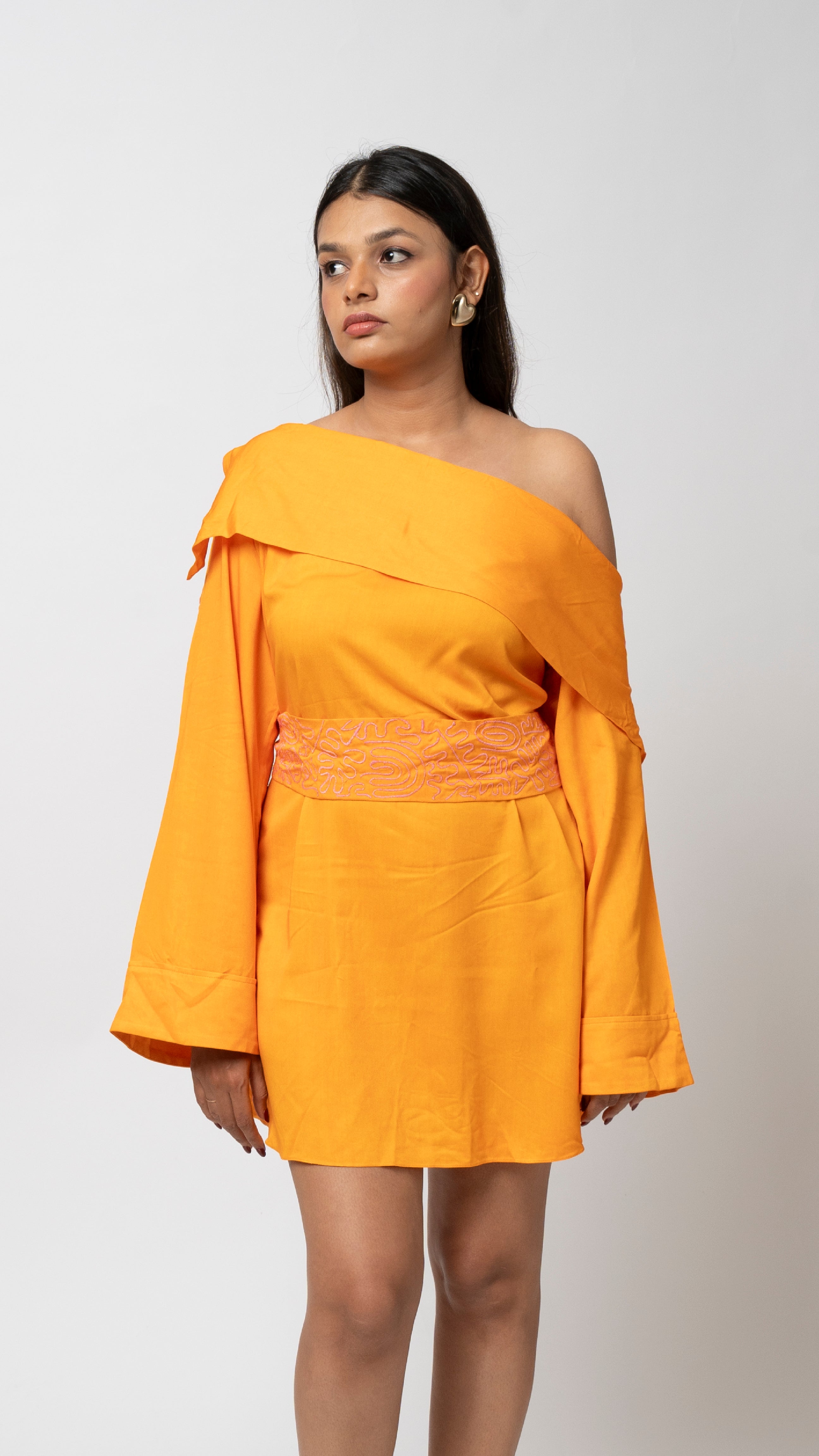 Sunset Elegance Off-Shoulder Dress