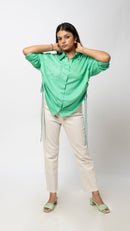 "Emerald Breeze Embroidered Pocket Shirt"