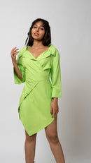 Lime Twist Asymmetrical Wrap Dress